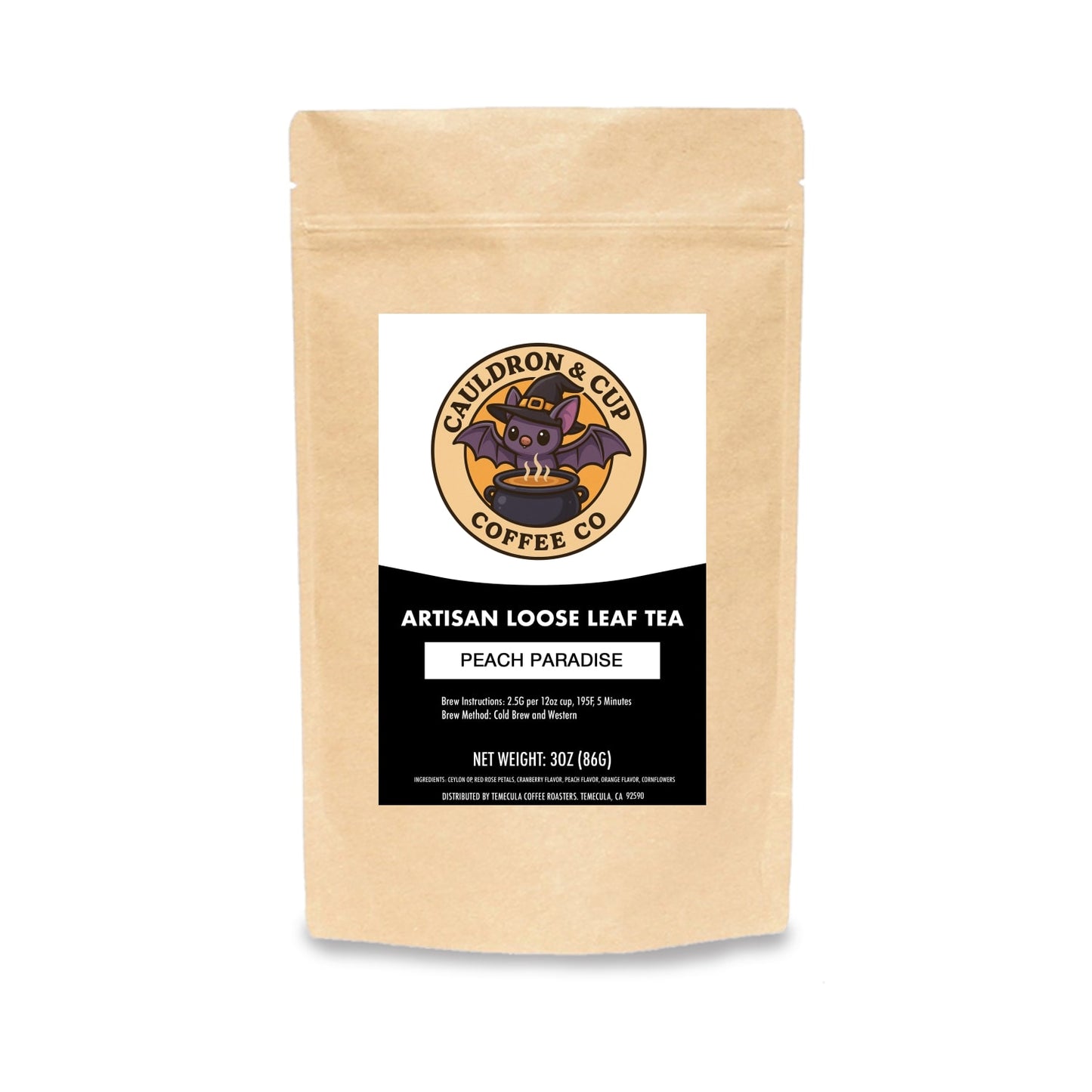 Peach Paradise Tea - Fruity Herbal Blend with Rose & Cranberry | Cauldron & Cup